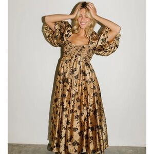 Elegant Floral Puff Sleeve Dress